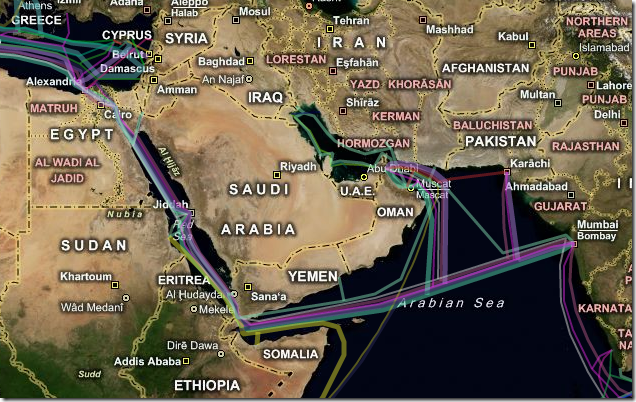 cablemap: خريطة لخطوط وكيابل الانترنت البحرية
