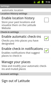 إضافة خاصية الـ"Check-in" Google Latitude للأندرويد