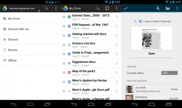 google drive قوقل تحدث تطبيق Drive للأندرويد وتدعم التكبير ومشاركة الفيديو