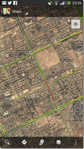 thumb خرائط قوقل تضيف حركة المرور في خريطة مدينة الرياض