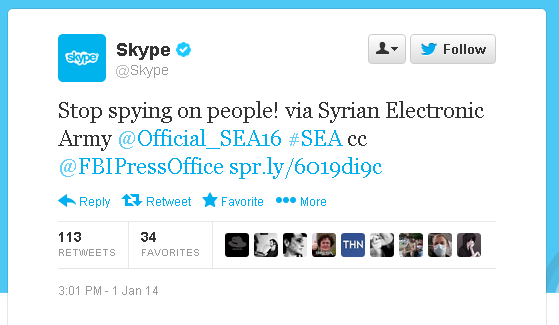 سكايب 2 الجيش السوري الإلكتروني يخترق مدونة سكايب وحساباته الاجتماعية!