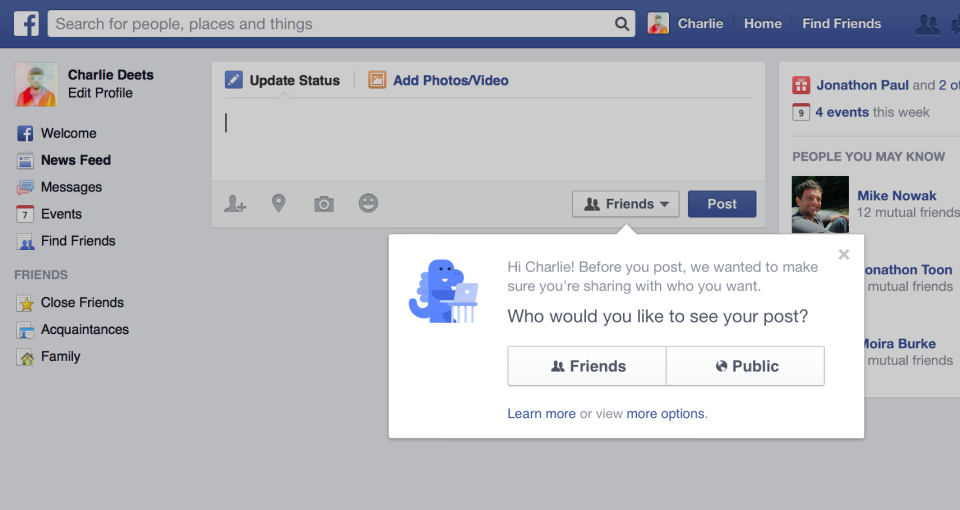 making it easier to share with who you want 1 فيس بوك تغير خصوصية المنشورات للمستخدمين الجدد إلى الأصدقاء