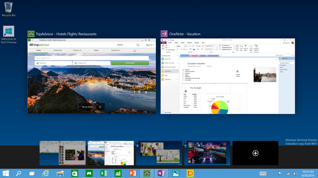 Tech Preview Virtual desktop 1024x575 مؤتمر مايكروسوفت: الكشف الرسمي عن ويندوز 10