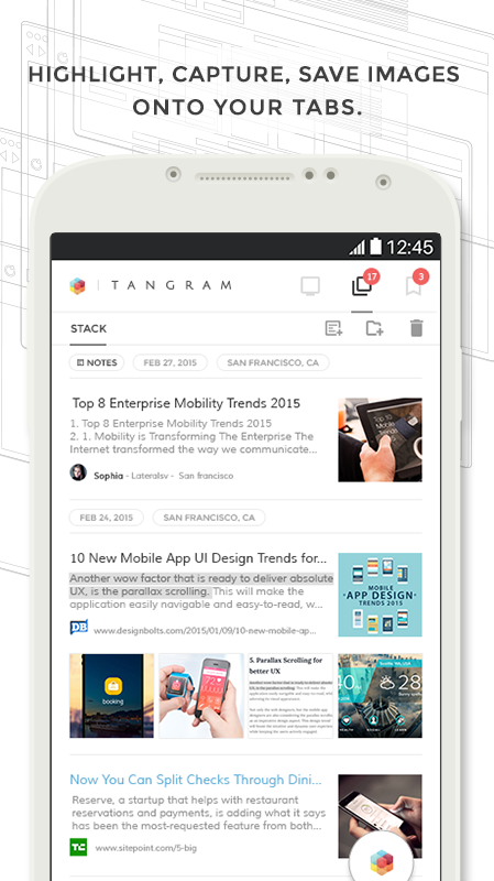متصفح Tangram لتوفير الوقت وزيادة الإنتاجية على أندرويد