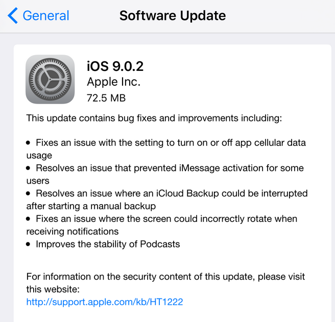 آبل تطلق تحديث iOS 902 لإصلاح المشاكل