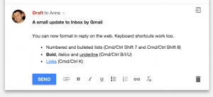 البريد الإلكتروني Inbox على الويب يحصل على ميزة تنسيق النص
