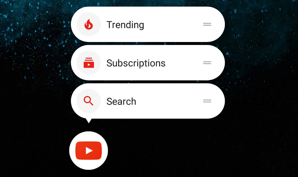 يوتيوب على اندرويد نوجا 7.1 يدعم ميزة إختصارات التطبيق