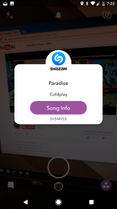 سناب شات يدعم التكامل مع خدمة Shazam في أندرويد