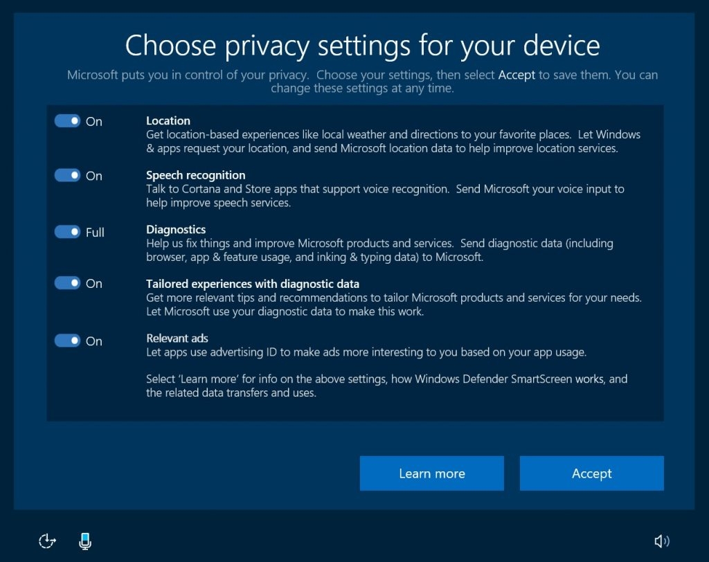 privacy with Windows 10