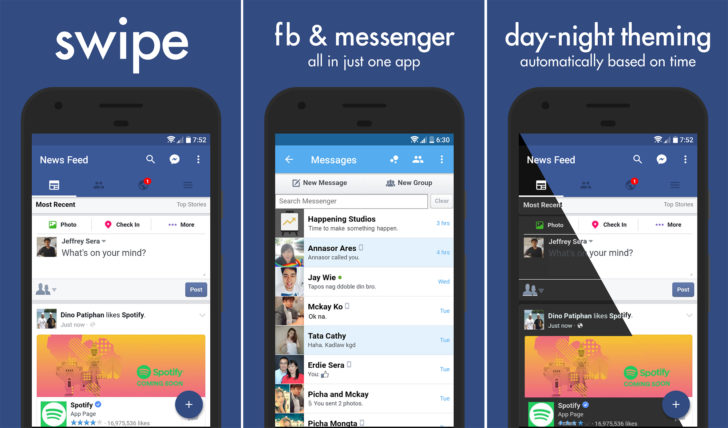 تحديث تطبيق Swipe for Facebook يدمج بين فيسبوك وماسنجرها