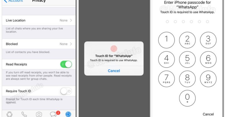 قريبًا واتساب سيدمج خيارات الأمان TouchID و FaceID على iOS