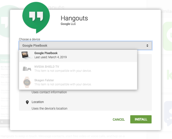 تطبيق Hangouts لم يَعُدّ متاحًا على أندرويد وير