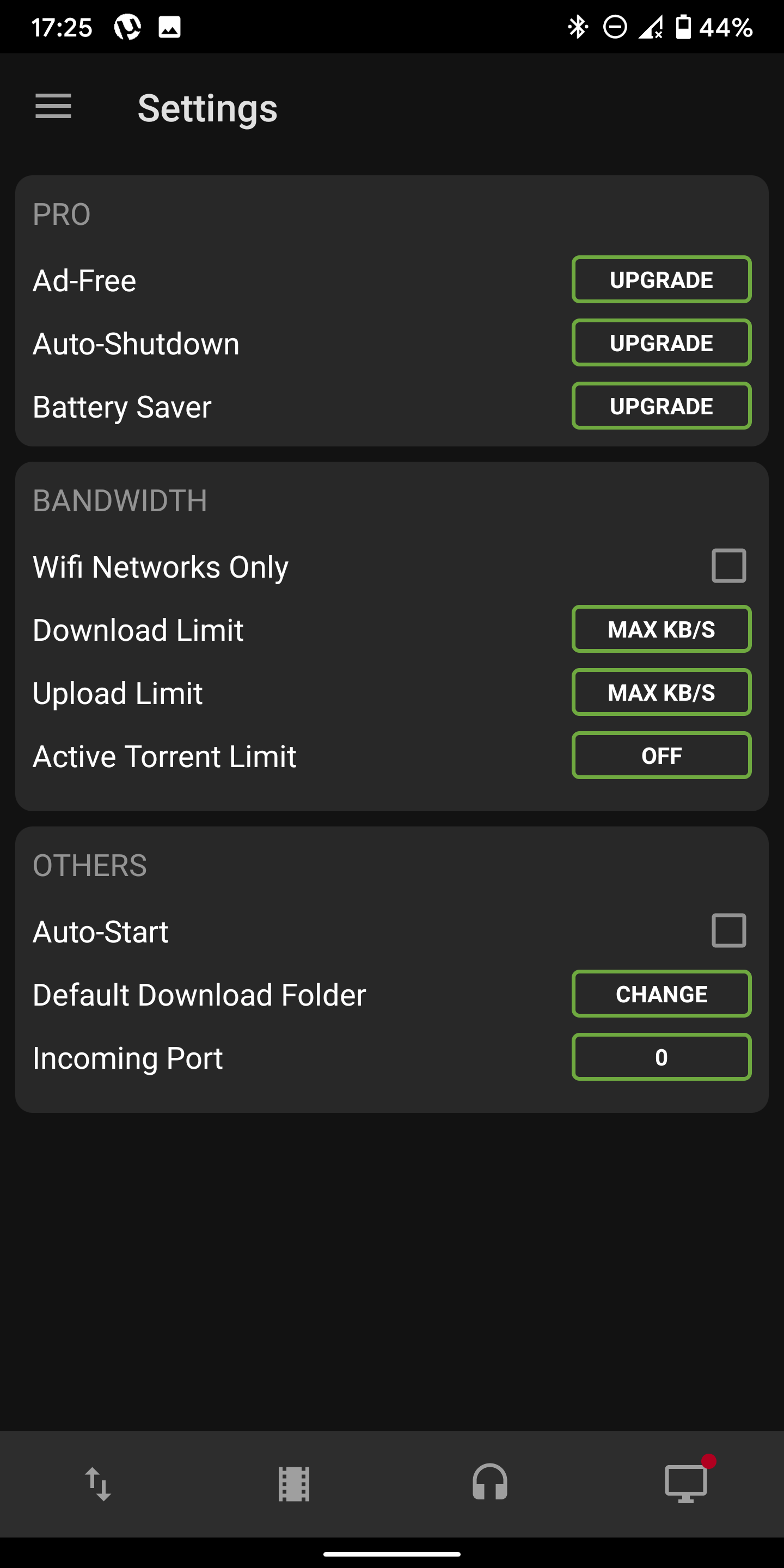 تطبيق uTorrent يحصل على الوضع المظلم وشريط التنقل السفلي