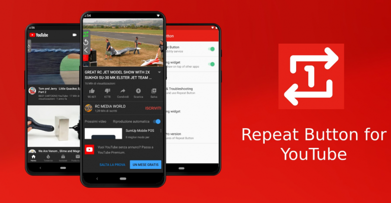 تطبيق Repeat Button for YouTube‏ الجديد لتكرار الفيديو في تطبيق يوتيوب وأكثر