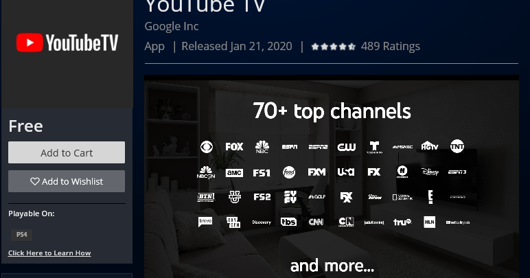 تطبيق خدمة المحتوى YouTube TV يصل إلى أجهزة بلايستيشن 4