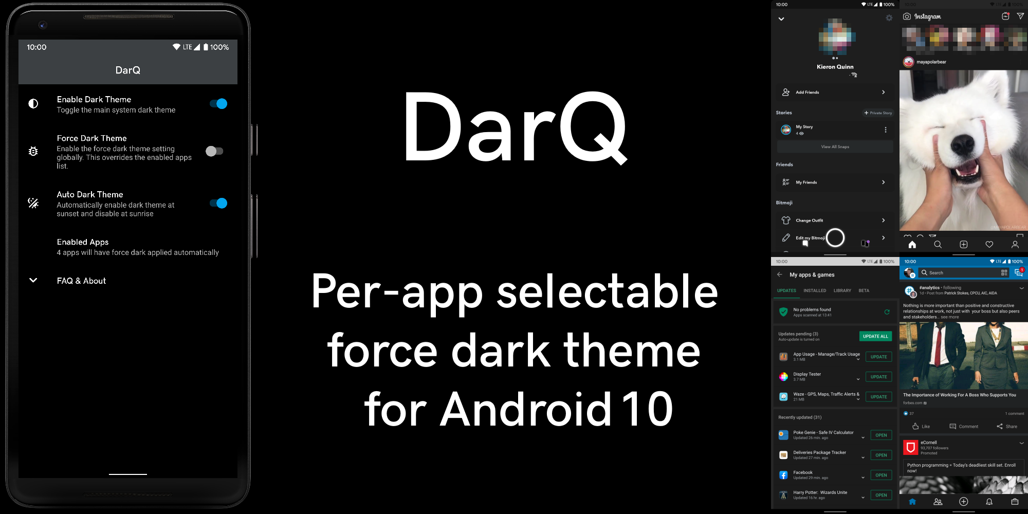 تطبيق جدولة الوضع المظلم لكل تطبيق DarQ يعمل الآن بدون الحاجة إلى روت