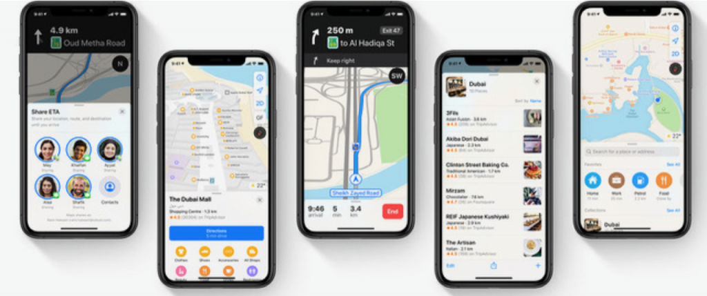 تطبيق خرائط آبل يحصل على خدمات جديدة وصلت الإمارات